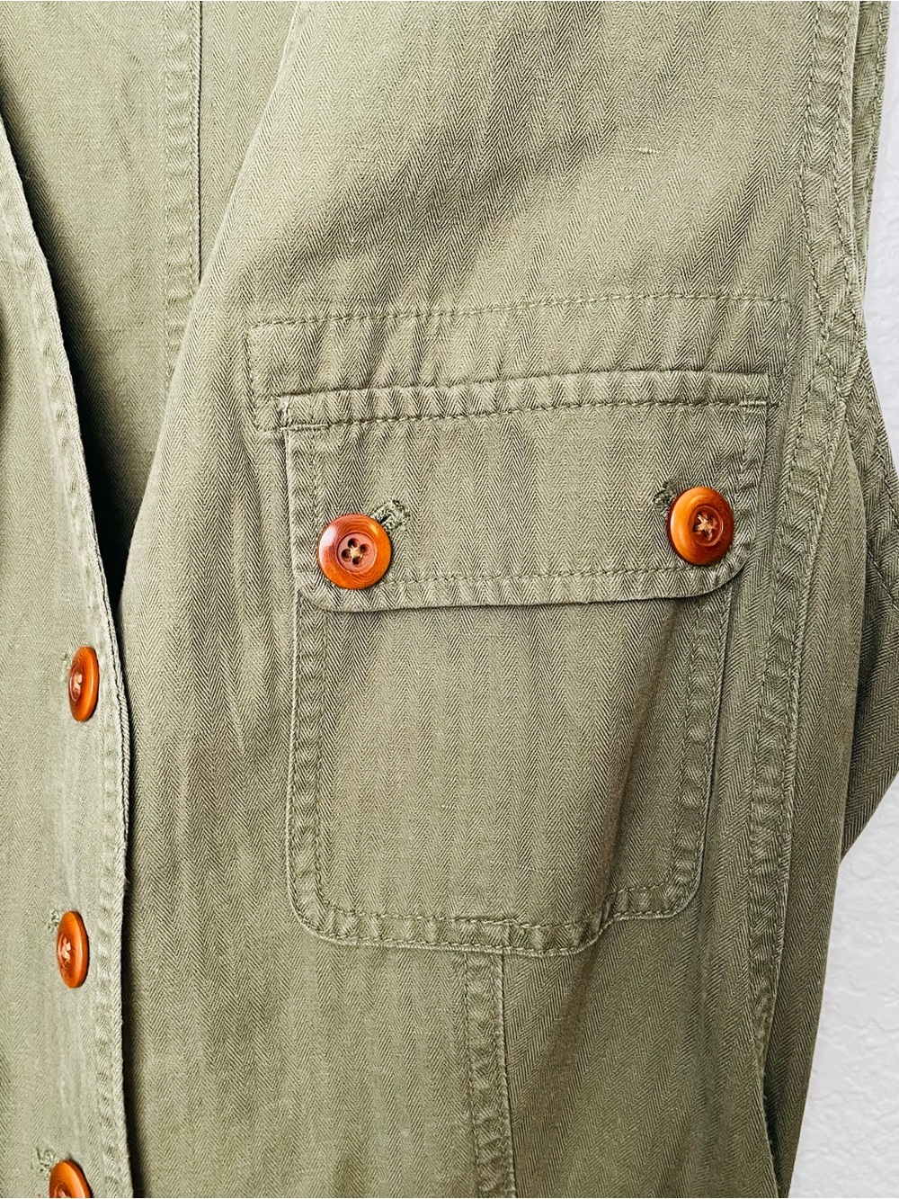 Lauren Ralph Lauren Green Button Down Linen Cotton Sleeveless Midi Dress | 14 - Picture 4 of 11